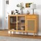Natural Wicker Buffet Cabinet with Sliding Door Rattan Cabinet Drawer 47 Inch Storage